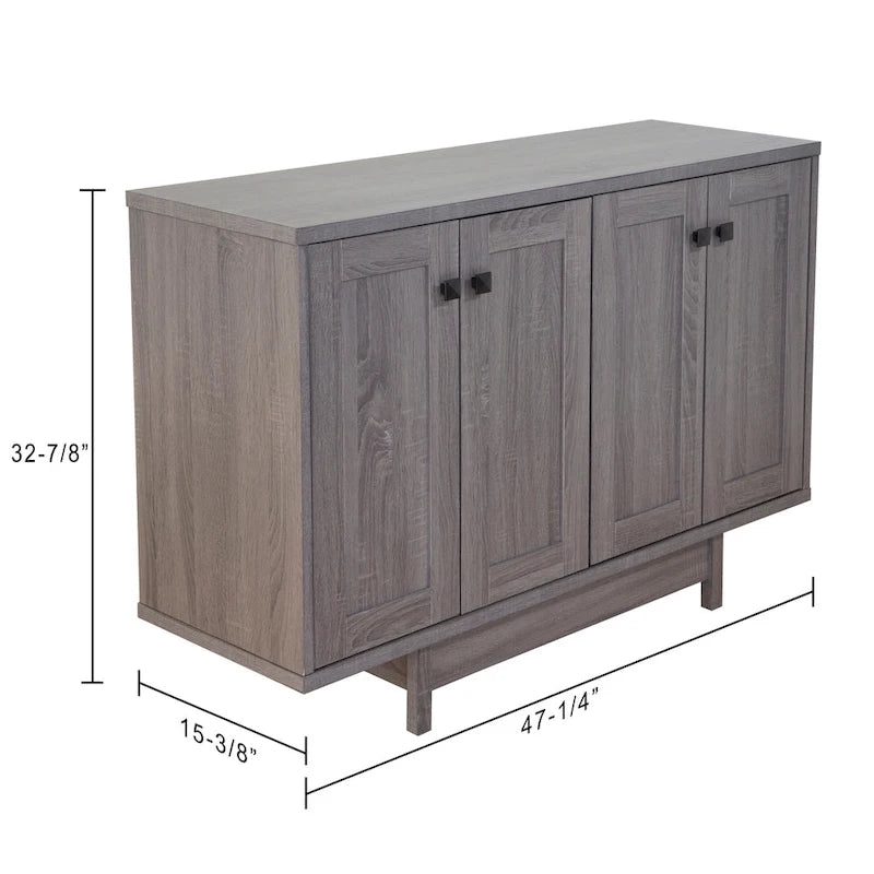 Meuble de rangement 2 portes, 119 cm — Chêne beige / Gris foncé / Gris vieilli, montage à 1 personne