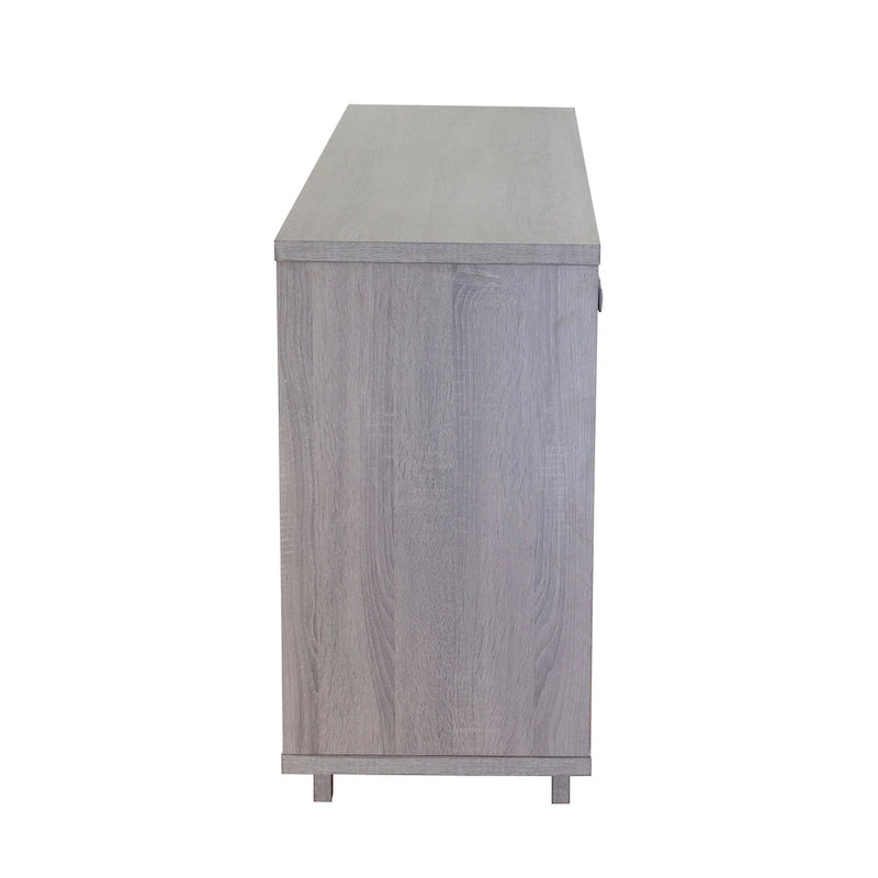 Meuble de rangement 2 portes, 119 cm — Chêne beige / Gris foncé / Gris vieilli, montage à 1 personne