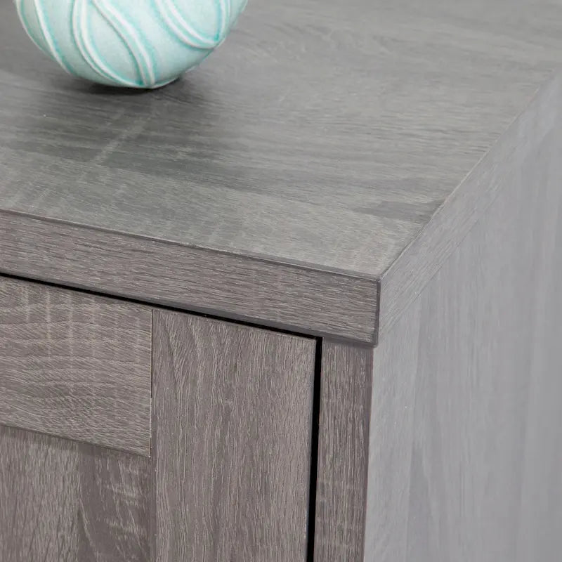 Meuble de rangement 2 portes, 119 cm — Chêne beige / Gris foncé / Gris vieilli, montage à 1 personne