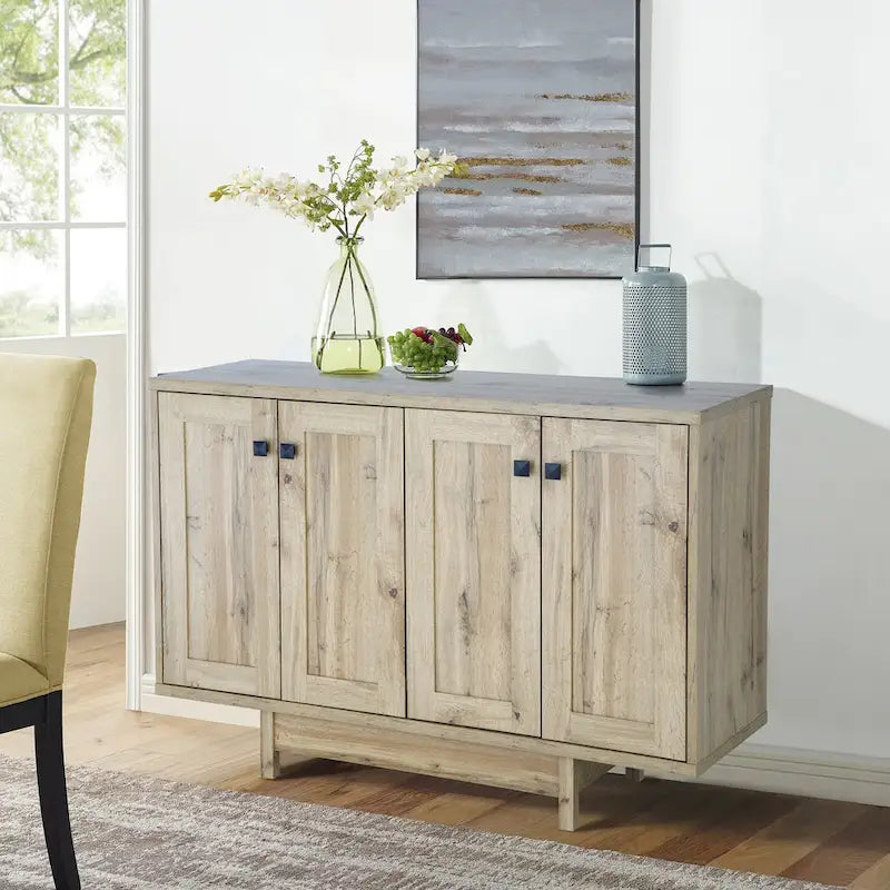 Meuble de rangement 2 portes, 119 cm — Chêne beige / Gris foncé / Gris vieilli, montage à 1 personne