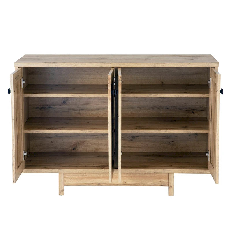 Meuble de rangement 2 portes, 119 cm — Chêne beige / Gris foncé / Gris vieilli, montage à 1 personne