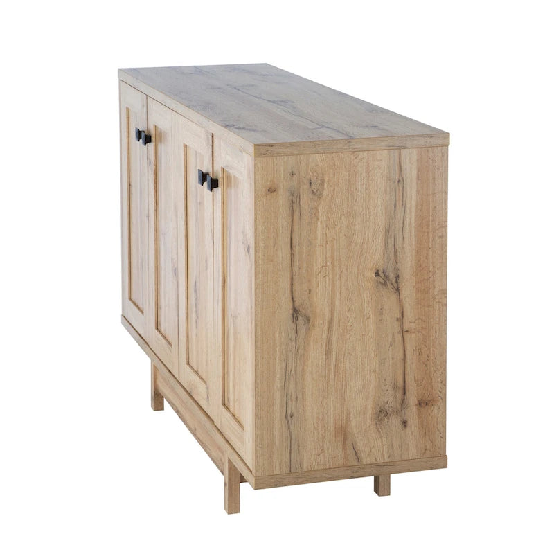 Meuble de rangement 2 portes, 119 cm — Chêne beige / Gris foncé / Gris vieilli, montage à 1 personne