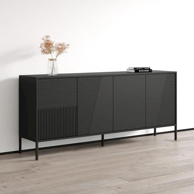 Buffet/Bahut mat – Teck/Cachemire, Cachemire et noir – 3 portes