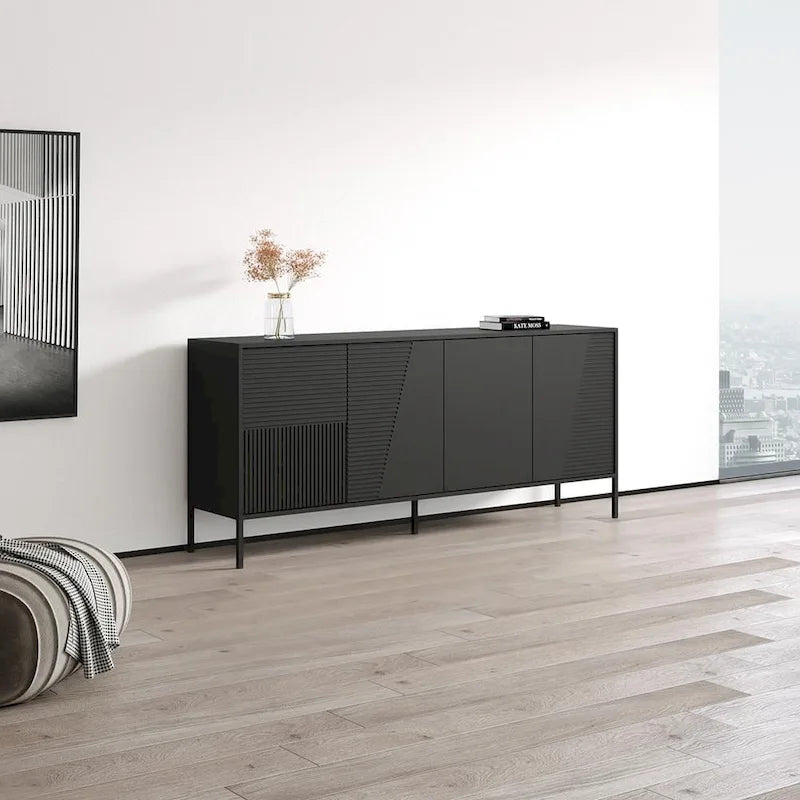 Buffet/Bahut mat – Teck/Cachemire, Cachemire et noir – 3 portes