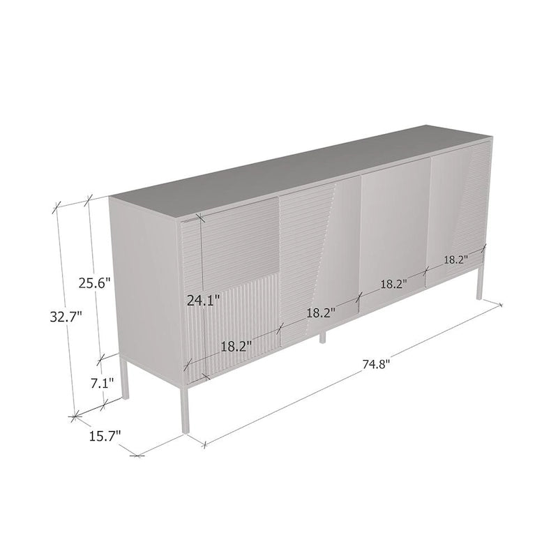 Buffet/Bahut mat – Teck/Cachemire, Cachemire et noir – 3 portes