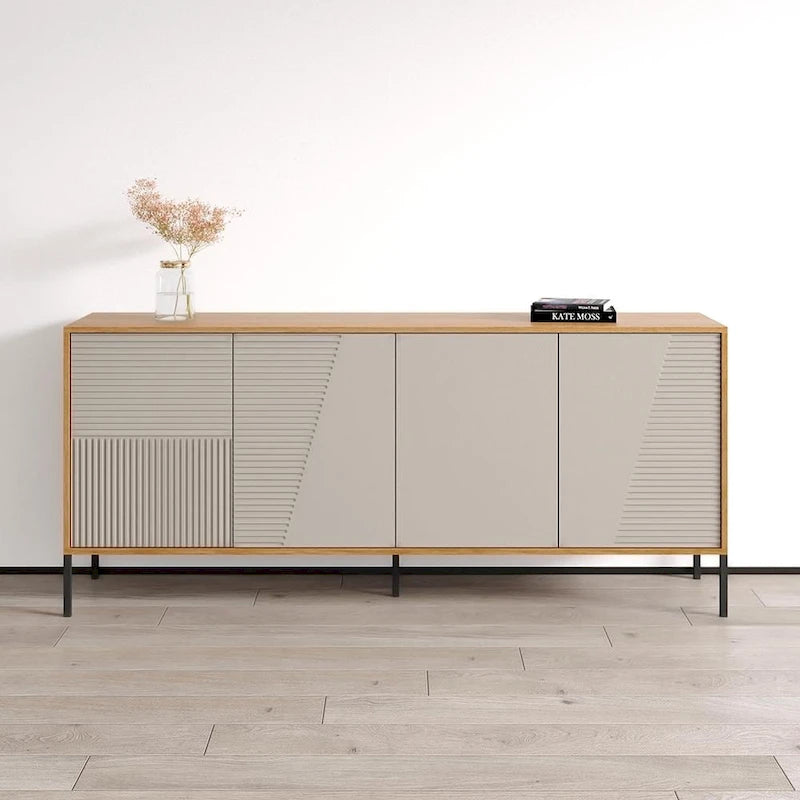 Buffet/Bahut mat – Teck/Cachemire, Cachemire et noir – 3 portes