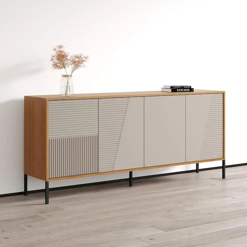 Buffet/Bahut mat – Teck/Cachemire, Cachemire et noir – 3 portes