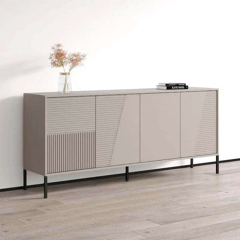 Buffet/Bahut mat – Teck/Cachemire, Cachemire et noir – 3 portes