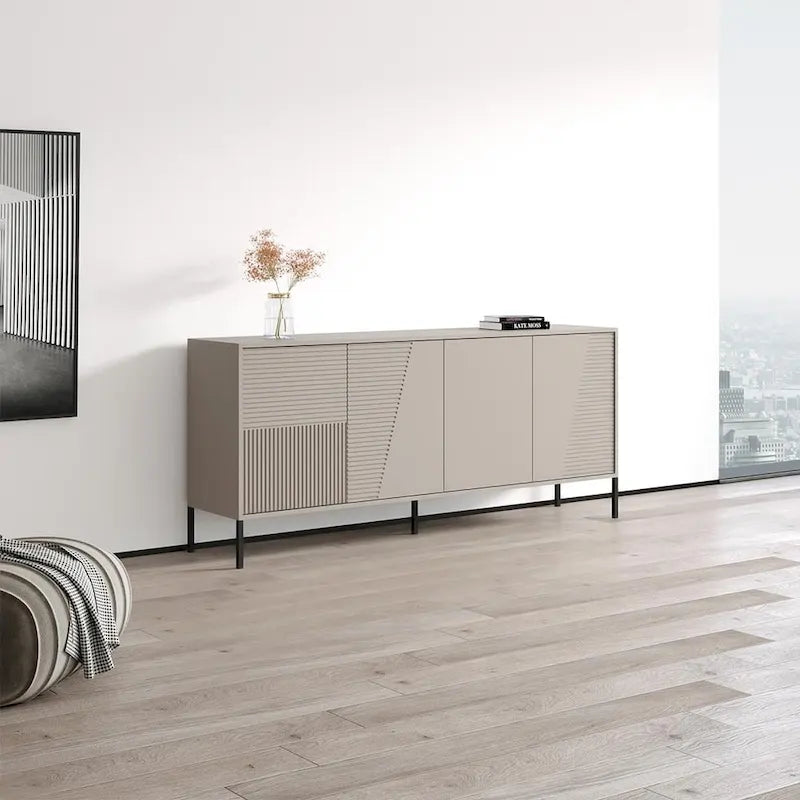 Buffet/Bahut mat – Teck/Cachemire, Cachemire et noir – 3 portes