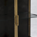 Bahut vitré noir à 2 portes, bronze canon et laiton, montage par 1 personne