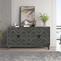 Armoire de rangement vintage 4 portes gris foncé/vert antique pour salon et chambre