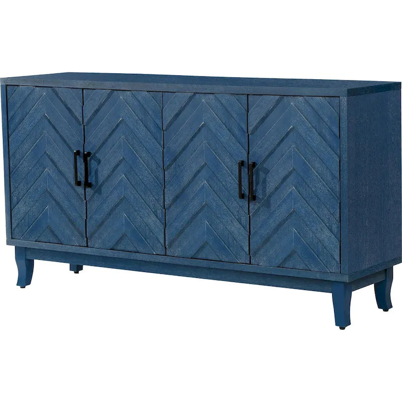 Armoire de rangement vintage 4 portes gris foncé/vert antique pour salon et chambre