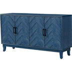 Armoire de rangement vintage 4 portes gris foncé/vert antique pour salon et chambre