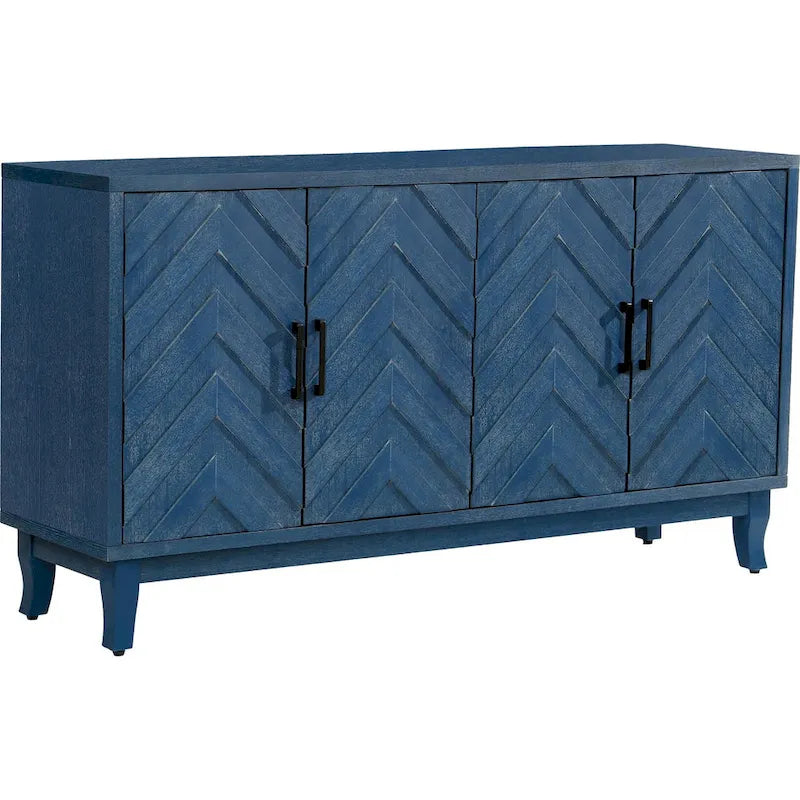 Armoire de rangement vintage 4 portes gris foncé/vert antique pour salon et chambre
