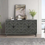 Armoire de rangement vintage 4 portes gris foncé/vert antique pour salon et chambre