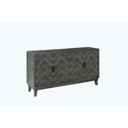 Armoire de rangement vintage 4 portes gris foncé/vert antique pour salon et chambre