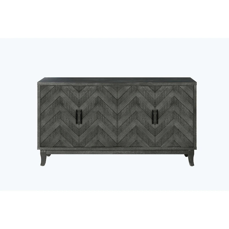 Armoire de rangement vintage 4 portes gris foncé/vert antique pour salon et chambre