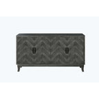 Armoire de rangement vintage 4 portes gris foncé/vert antique pour salon et chambre