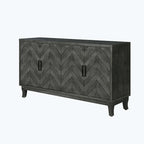Armoire de rangement vintage 4 portes gris foncé/vert antique pour salon et chambre