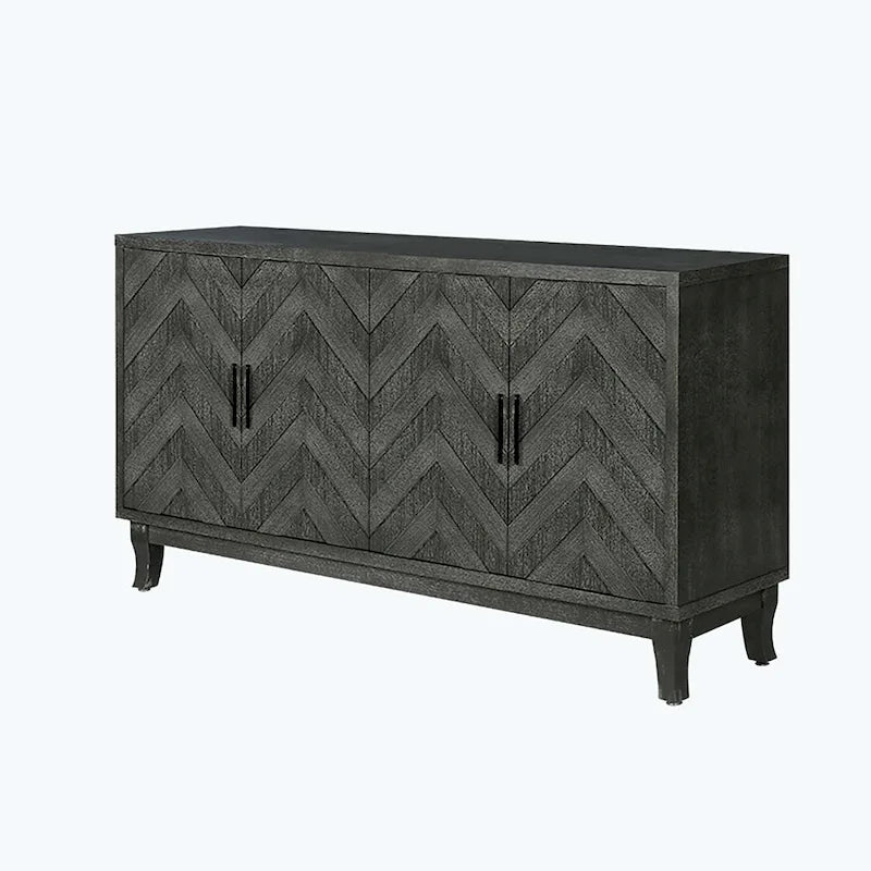 Armoire de rangement vintage 4 portes gris foncé/vert antique pour salon et chambre