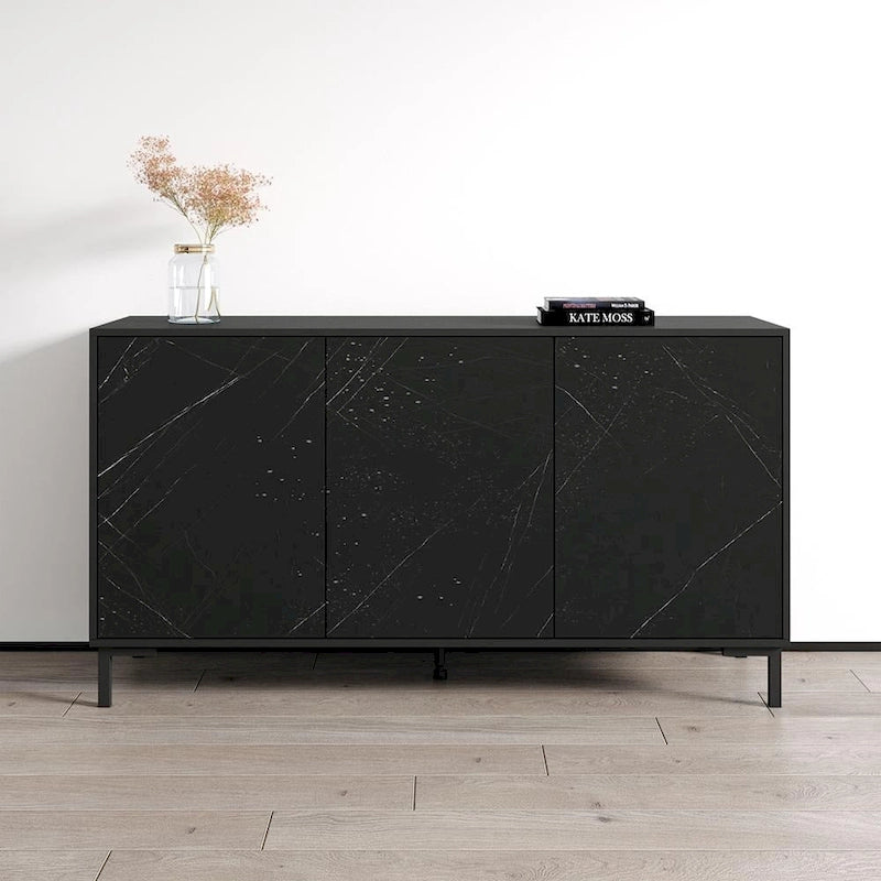 Buffet noir et blanc mat — Meuble de rangement moderne à 2 portes