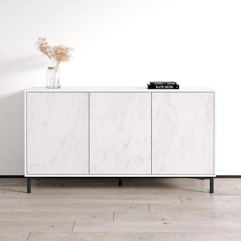 Buffet noir et blanc mat — Meuble de rangement moderne à 2 portes