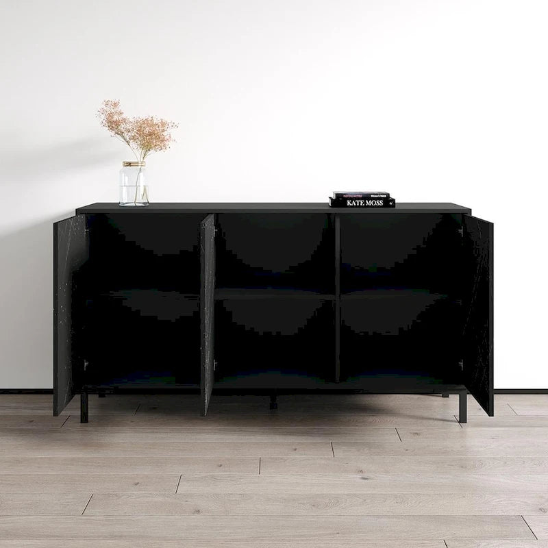 Buffet noir et blanc mat — Meuble de rangement moderne à 2 portes
