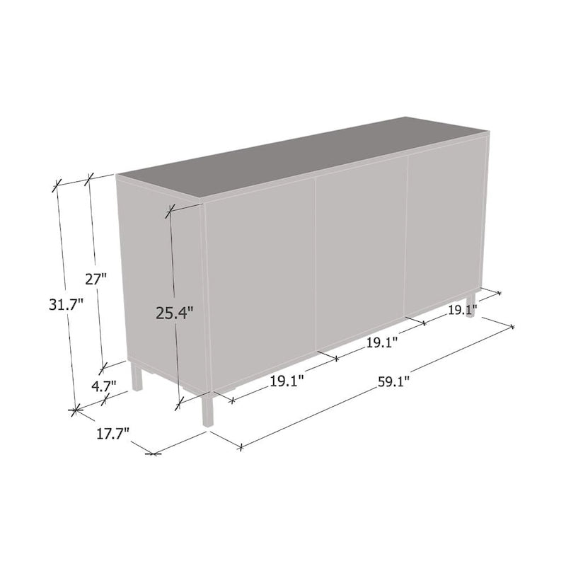 Buffet noir et blanc mat — Meuble de rangement moderne à 2 portes