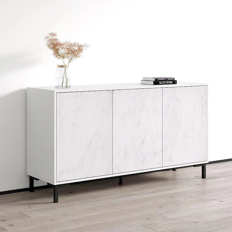 Buffet noir et blanc mat — Meuble de rangement moderne à 2 portes