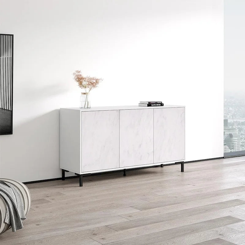 Buffet noir et blanc mat — Meuble de rangement moderne à 2 portes