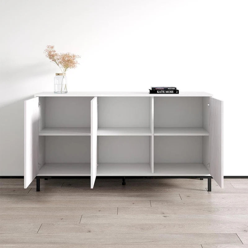 Buffet noir et blanc mat — Meuble de rangement moderne à 2 portes