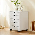 Meuble de rangement mobile à 5 tiroirs (blanc/noir) avec roulettes