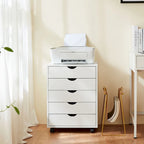 Meuble de rangement mobile à 5 tiroirs (blanc/noir) avec roulettes