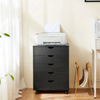 Meuble de rangement mobile à 5 tiroirs (blanc/noir) avec roulettes