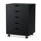 Meuble de rangement mobile à 5 tiroirs (blanc/noir) avec roulettes