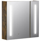 Armoire de toilette murale à LED en grain de bois foncé, 1 personne