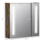 Armoire de toilette murale à LED en grain de bois foncé, 1 personne