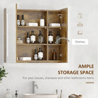 Armoire de toilette murale à LED en grain de bois foncé, 1 personne