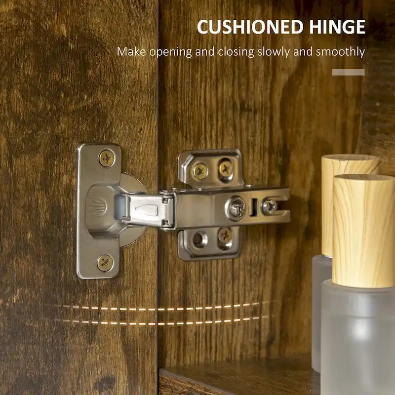 Armoire de toilette murale à LED en grain de bois foncé, 1 personne