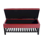 Banc de rangement ottoman capitonné en similicuir rouge avec porte-chaussures – 1 personne