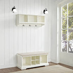 Ensemble banc et étagère d'entrée 2 pièces en bois blanc – Pour 1 à 2 utilisateurs