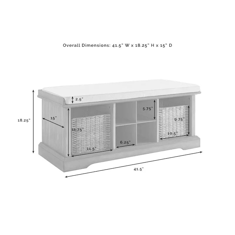 Ensemble banc et étagère d'entrée 2 pièces en bois blanc – Pour 1 à 2 utilisateurs