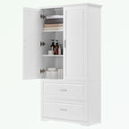 Armoire de rangement haute blanche – 2 portes et 2 tiroirs, pour 1 personne