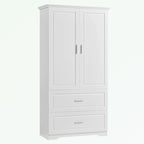 Armoire de rangement haute blanche – 2 portes et 2 tiroirs, pour 1 personne