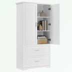 Armoire de rangement haute blanche – 2 portes et 2 tiroirs, pour 1 personne