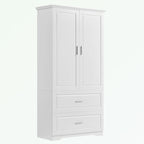 Armoire de rangement haute blanche – 2 portes et 2 tiroirs, pour 1 personne