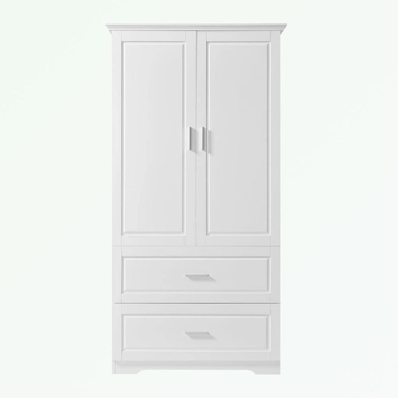 Armoire de rangement haute blanche – 2 portes et 2 tiroirs, pour 1 personne