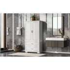 Armoire de rangement haute blanche – 2 portes et 2 tiroirs, pour 1 personne