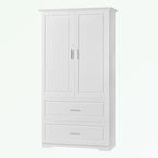 Armoire de rangement haute blanche – 2 portes et 2 tiroirs, pour 1 personne