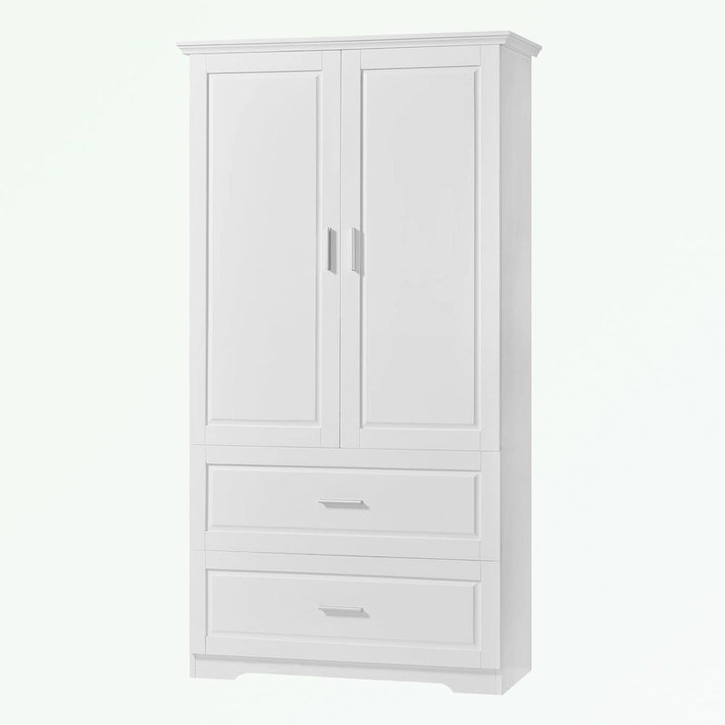 Armoire de rangement haute blanche – 2 portes et 2 tiroirs, pour 1 personne